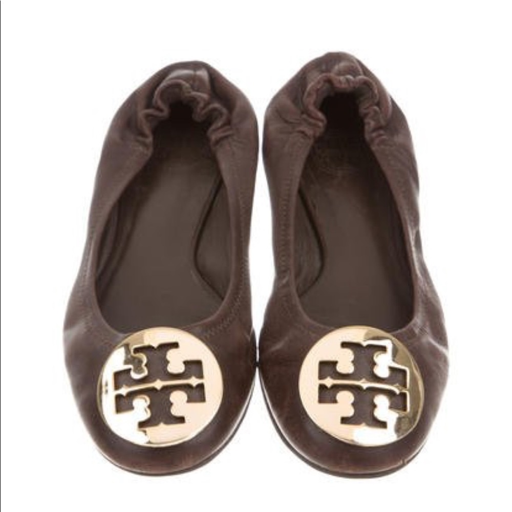 Brown Tory Burch Reva Flat